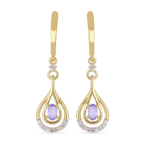 0.60 CT TANZANITE GOLD PLATED STERLING SILVER EARRINGS #VE025929